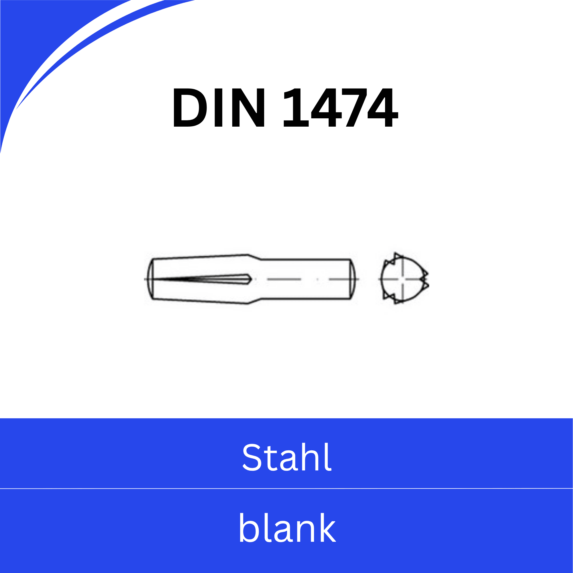 Bild von DIN 1474 ➤ Steckkerbstifte (ISO 8741)